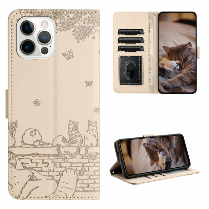 Estuche para teléfono de cuero con estampado de gato con cordón