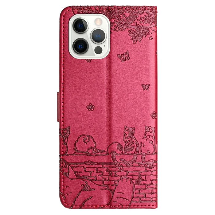 Estuche para teléfono de cuero con estampado de gato con cordón