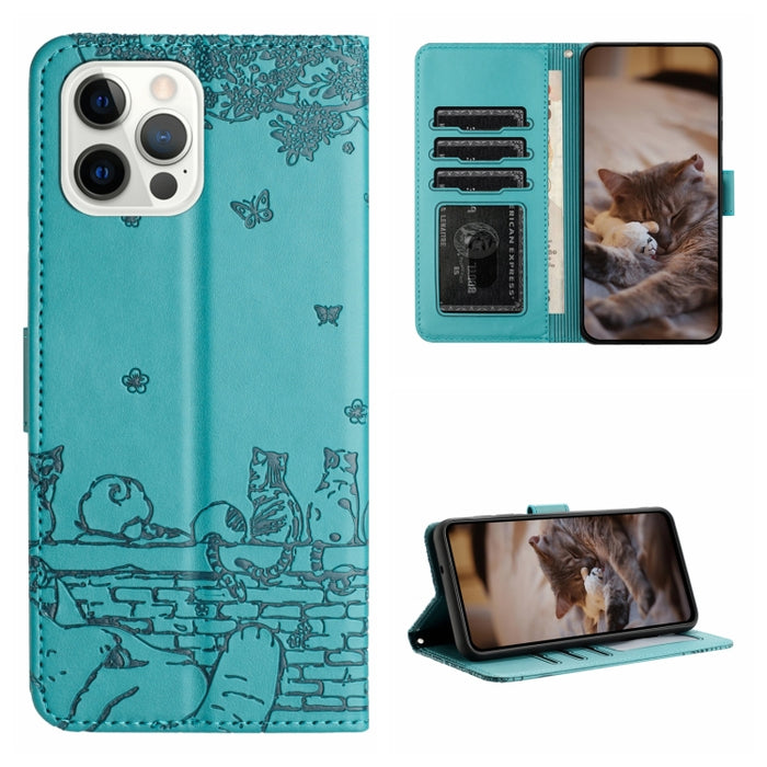 Estuche para teléfono de cuero con estampado de gato con cordón