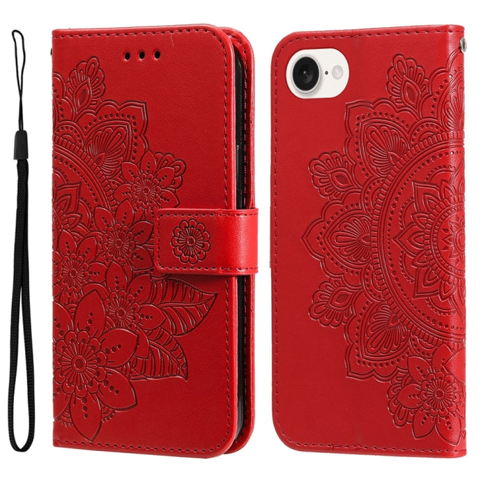 Estuche para teléfono de cuero con estampado de flores de 7 pétalos