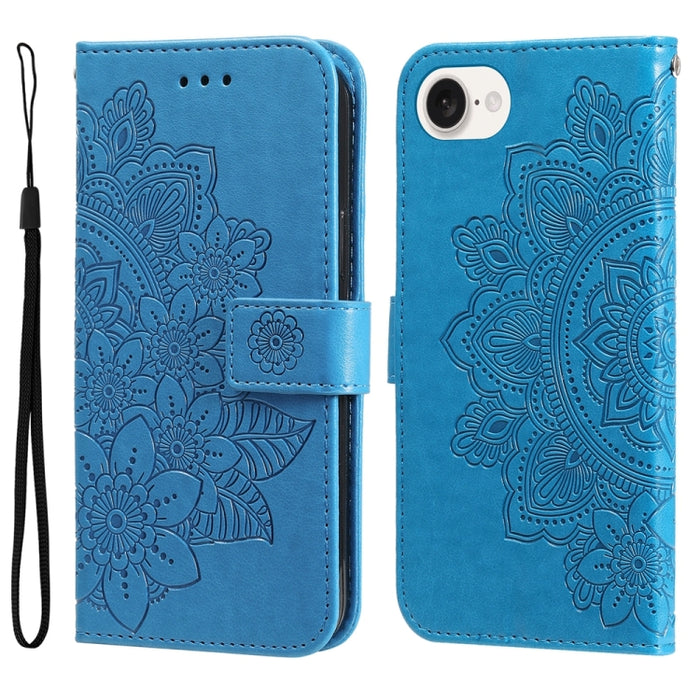 Estuche para teléfono de cuero con estampado de flores de 7 pétalos