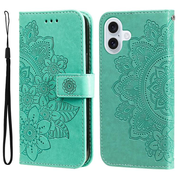 Estuche para teléfono de cuero con estampado de flores de 7 pétalos