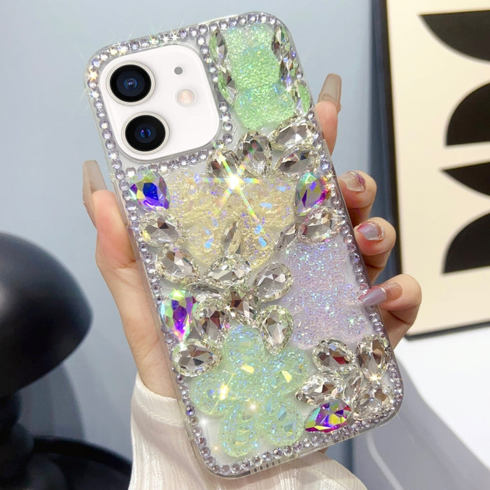 Estuche para teléfono TPU con diamantes y nudo de lazo de cristal de hielo
