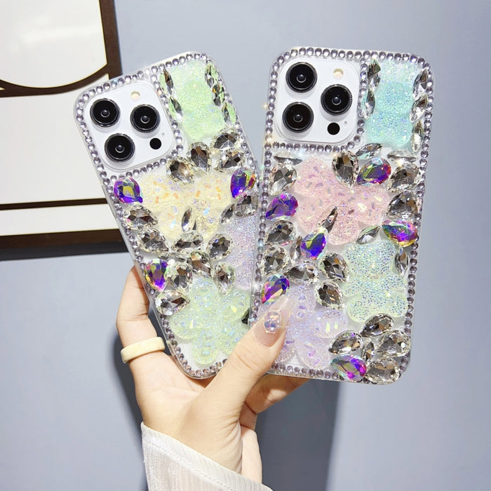 Estuche para teléfono TPU con diamantes y nudo de lazo de cristal de hielo