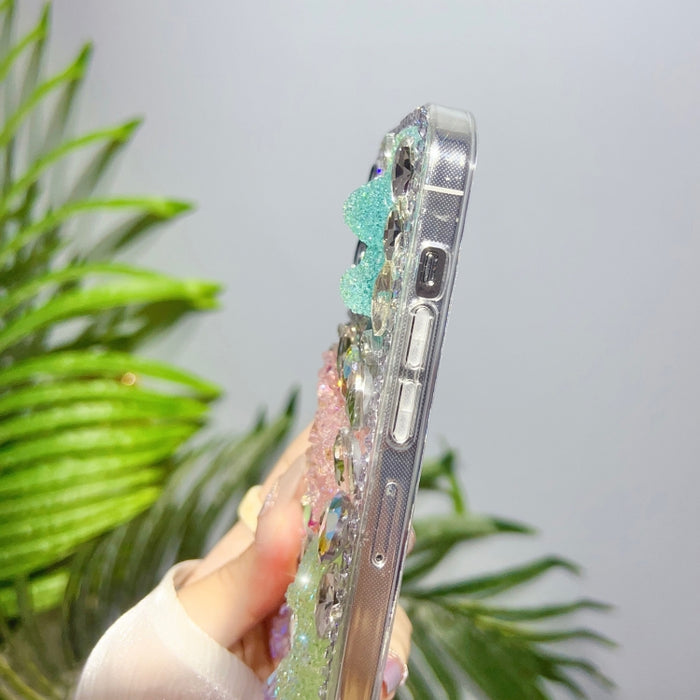 Estuche para teléfono TPU con diamantes y nudo de lazo de cristal de hielo
