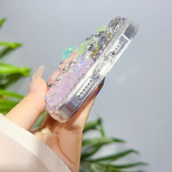 Estuche para teléfono TPU con diamantes y nudo de lazo de cristal de hielo
