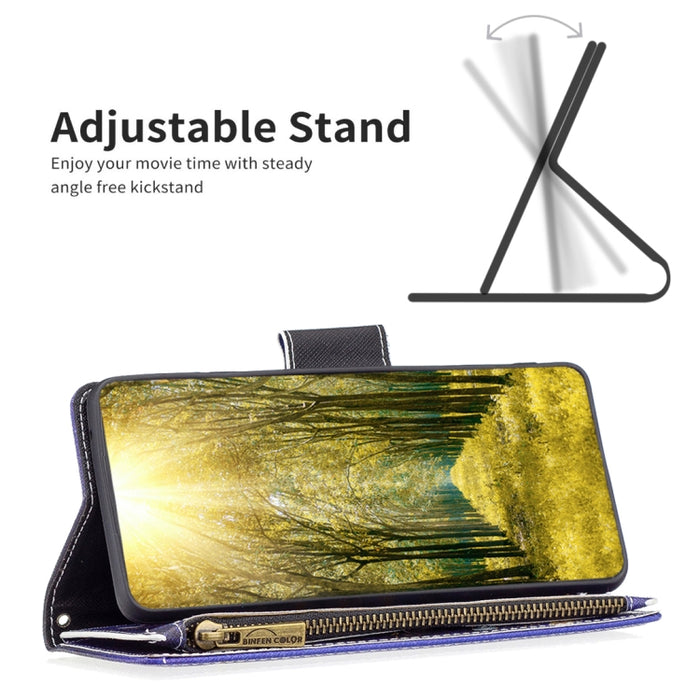 Estuche de cuero para teléfono con cremallera y patrón de dibujo coloreado