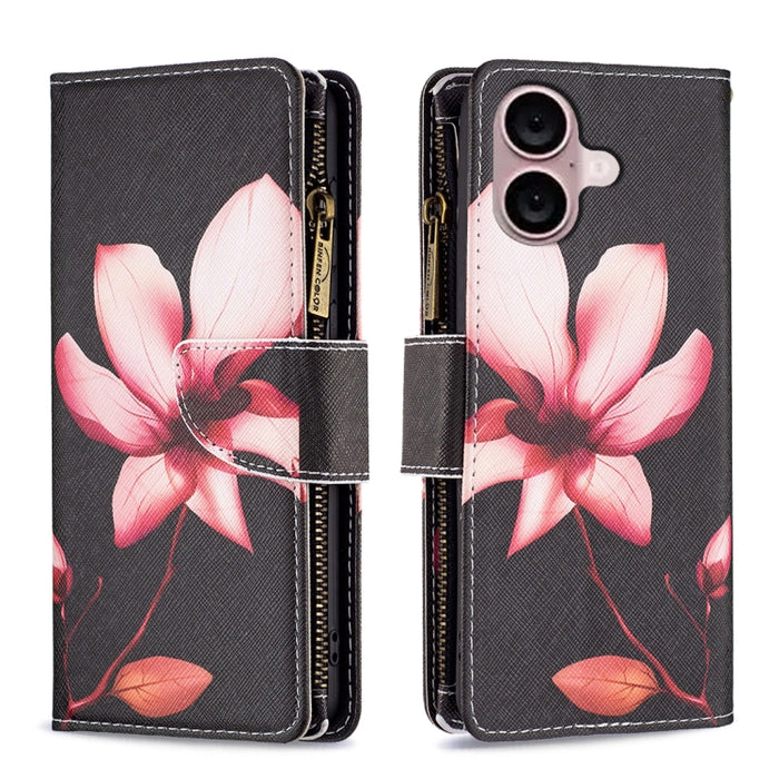 Estuche de cuero para teléfono con cremallera y patrón de dibujo coloreado