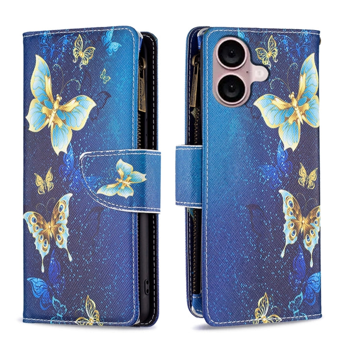 Estuche de cuero para teléfono con cremallera y patrón de dibujo coloreado