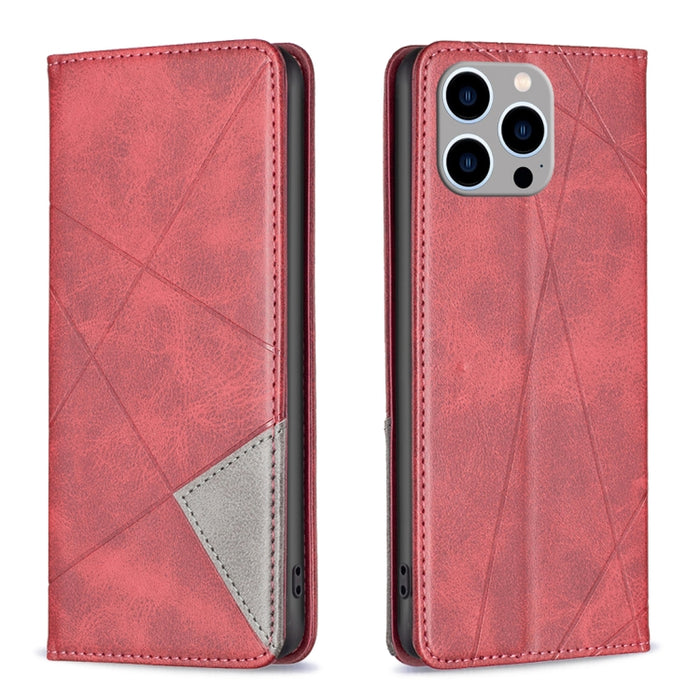 Estuche para teléfono de cuero magnético con textura de rombos