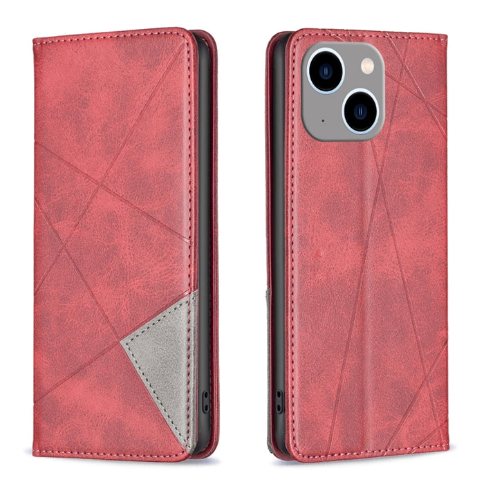 Estuche para teléfono de cuero magnético con textura de rombos