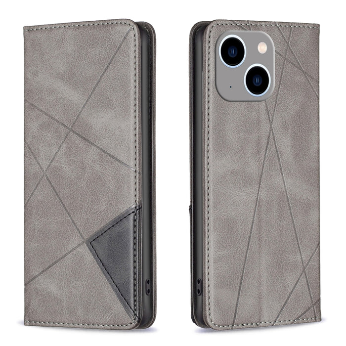 Estuche para teléfono de cuero magnético con textura de rombos