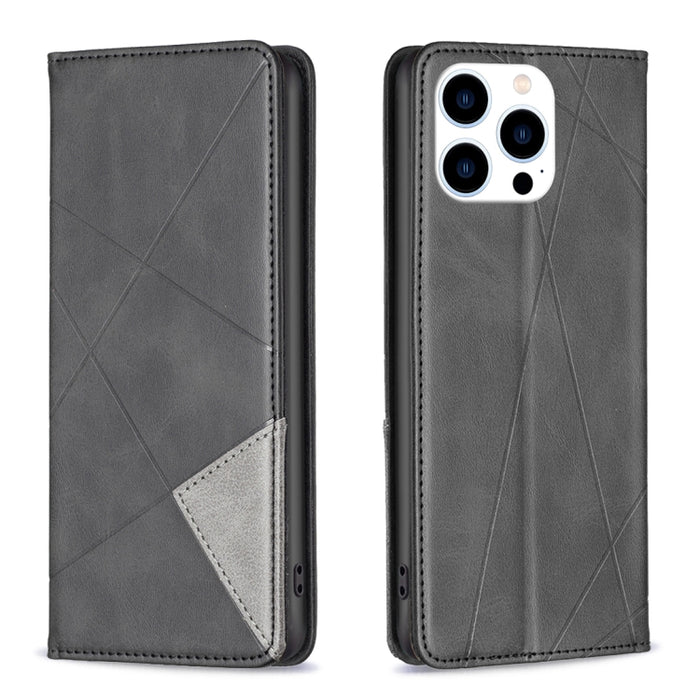 Estuche para teléfono de cuero magnético con textura de rombos