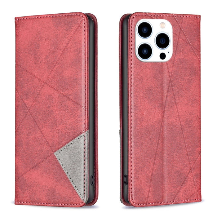 Estuche para teléfono de cuero magnético con textura de rombos