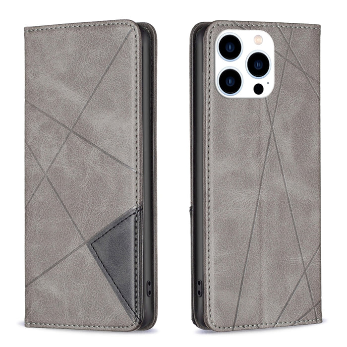 Estuche para teléfono de cuero magnético con textura de rombos