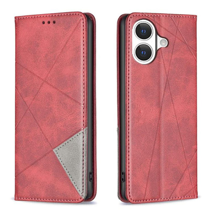 Estuche para teléfono de cuero magnético con textura de rombos