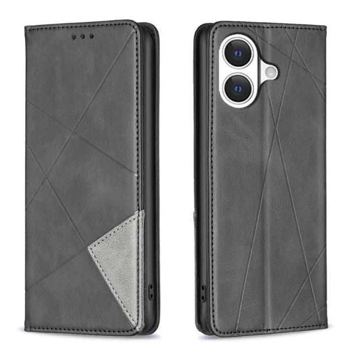 Estuche para teléfono de cuero magnético con textura de rombos