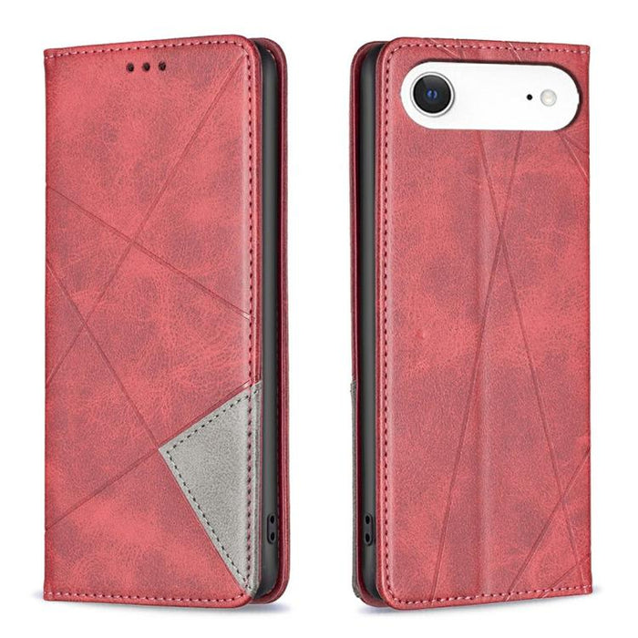 Estuche para teléfono de cuero magnético con textura de rombos