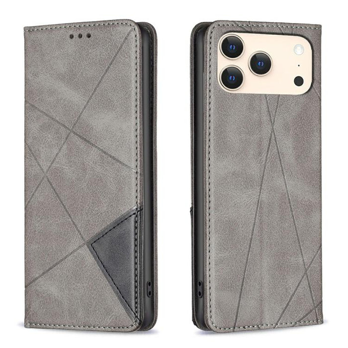 Estuche para teléfono de cuero magnético con textura de rombos