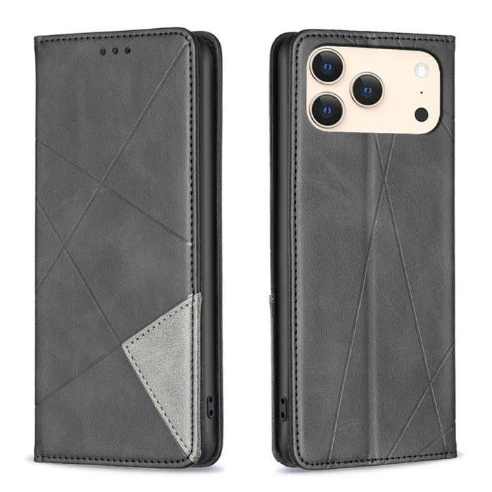Estuche para teléfono de cuero magnético con textura de rombos