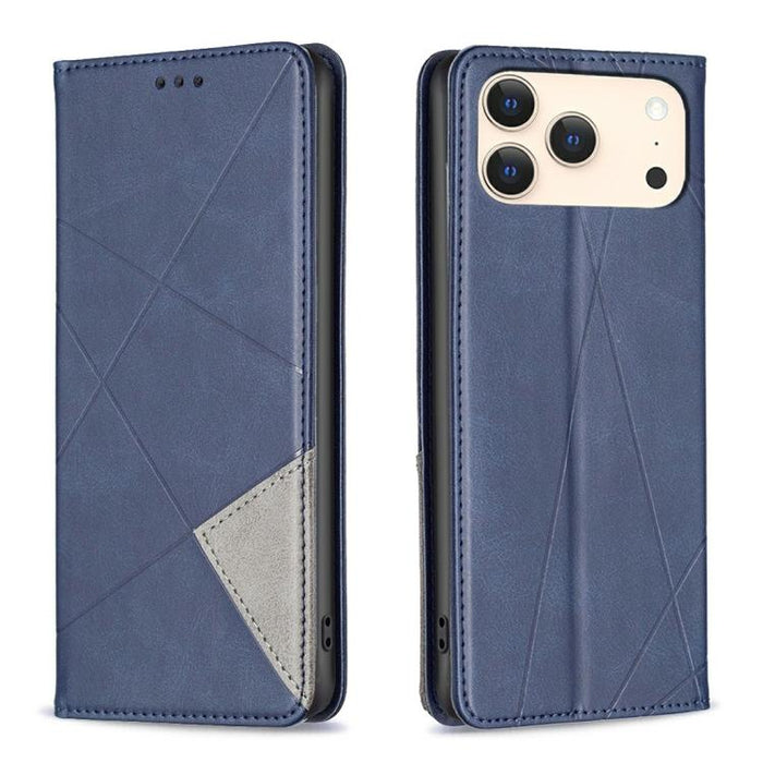 Estuche para teléfono de cuero magnético con textura de rombos