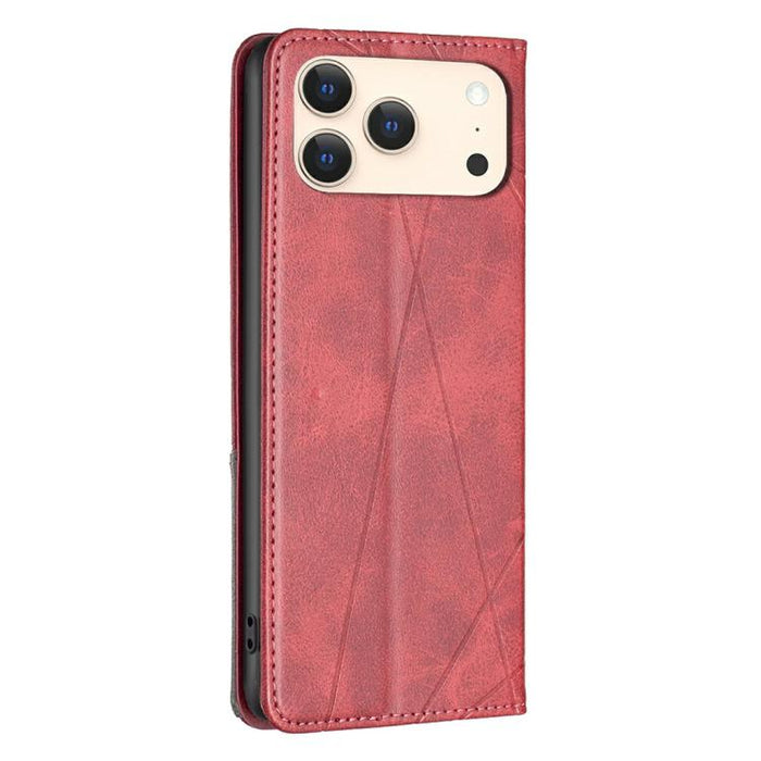Estuche para teléfono de cuero magnético con textura de rombos