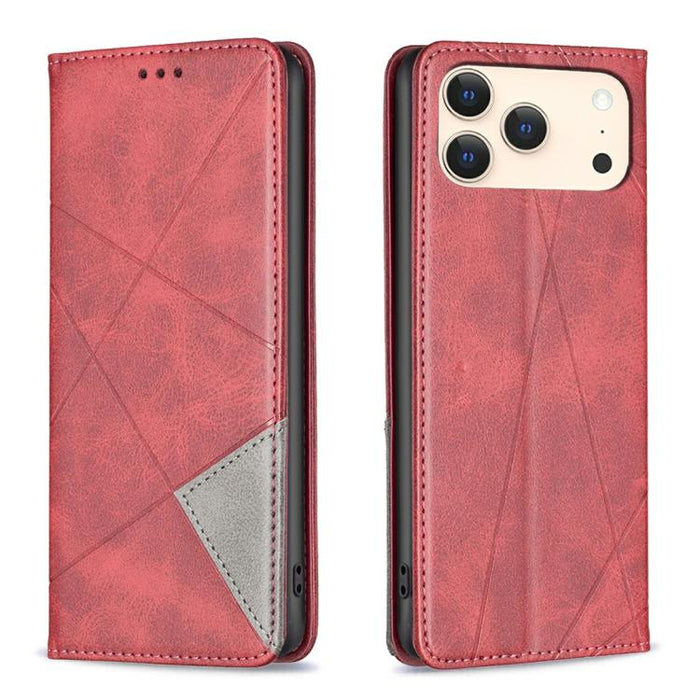 Estuche para teléfono de cuero magnético con textura de rombos