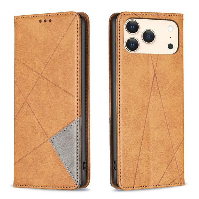 Estuche para teléfono de cuero magnético con textura de rombos