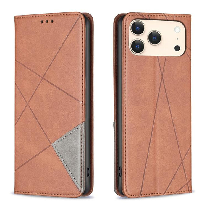 Estuche para teléfono de cuero magnético con textura de rombos