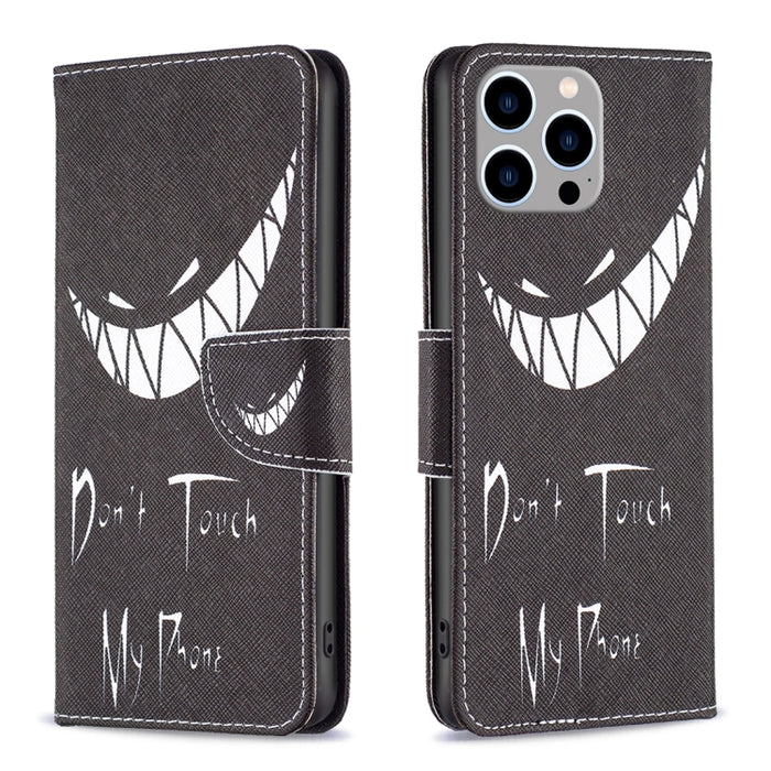 Estuche para teléfono de cuero con patrón de dibujo coloreado