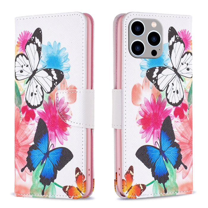 Estuche para teléfono de cuero con patrón de dibujo coloreado