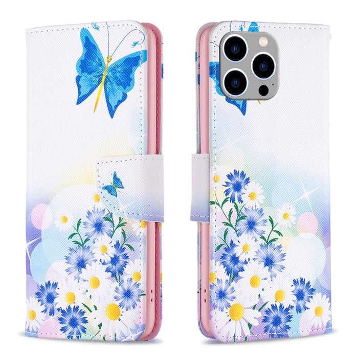 Estuche para teléfono de cuero con patrón de dibujo coloreado
