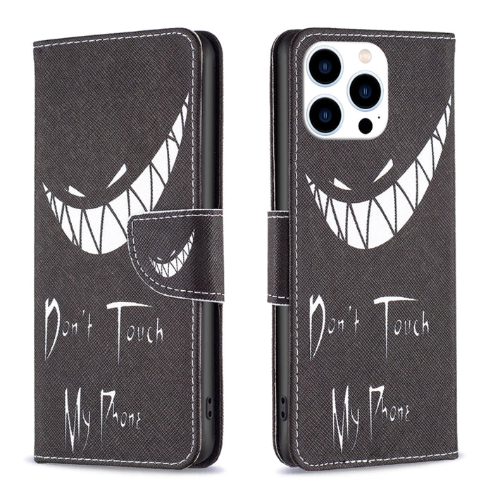 Estuche para teléfono de cuero con patrón de dibujo coloreado