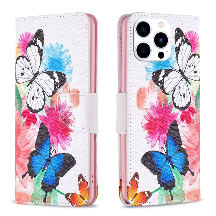 Estuche para teléfono de cuero con patrón de dibujo coloreado