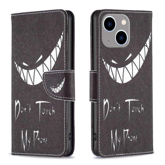 Estuche para teléfono de cuero con patrón de dibujo coloreado
