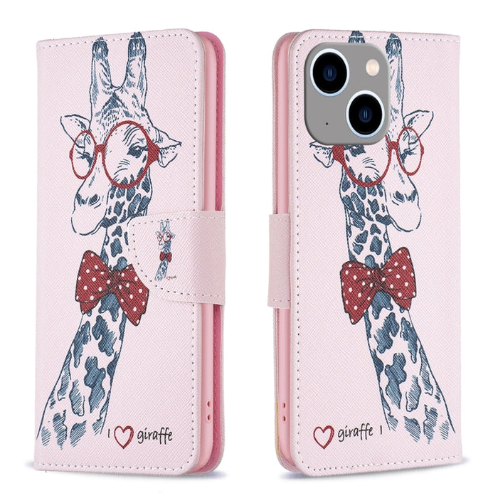 Estuche para teléfono de cuero con patrón de dibujo coloreado