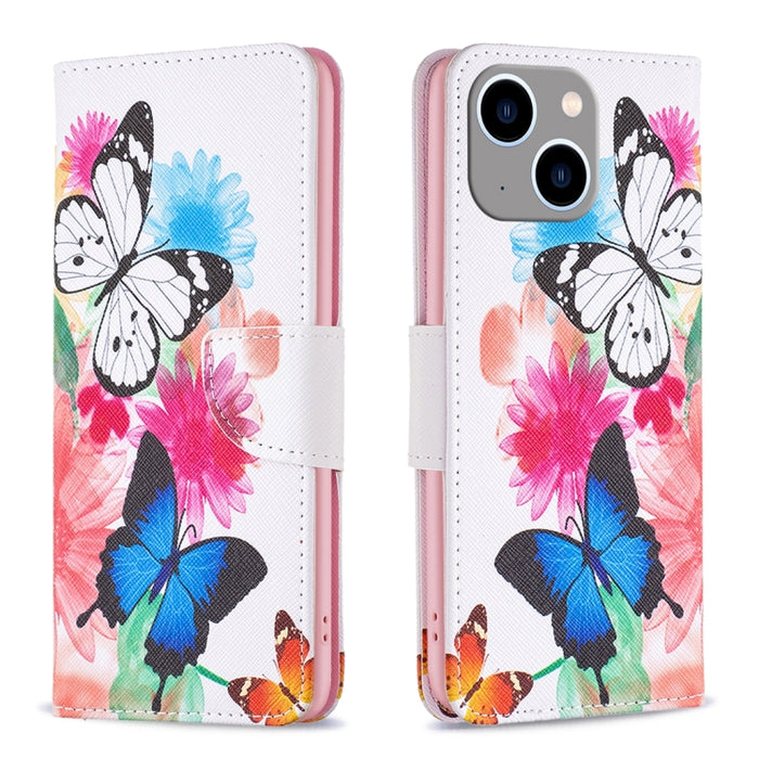 Estuche para teléfono de cuero con patrón de dibujo coloreado