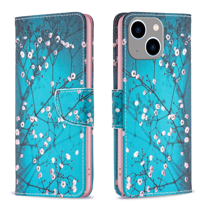 Estuche para teléfono de cuero con patrón de dibujo coloreado