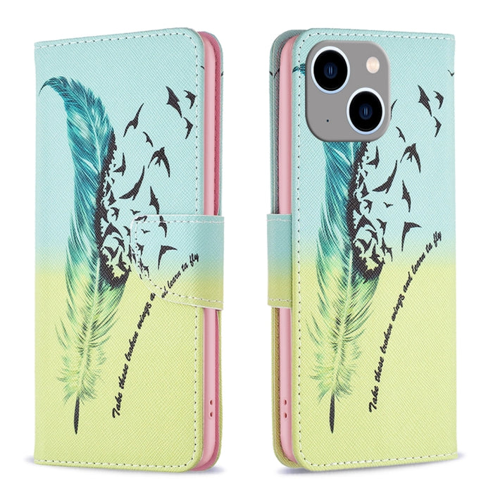 Estuche para teléfono de cuero con patrón de dibujo coloreado