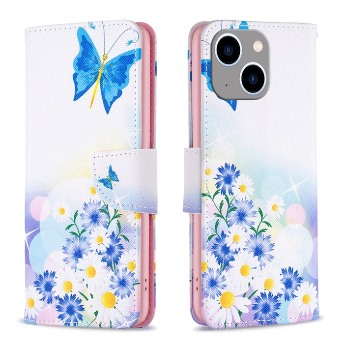 Estuche para teléfono de cuero con patrón de dibujo coloreado