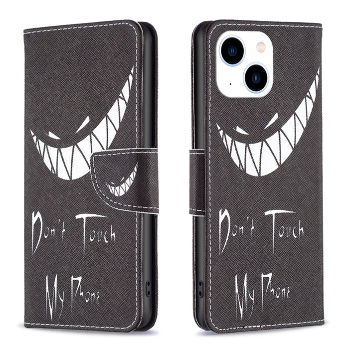 Estuche para teléfono de cuero con patrón de dibujo coloreado