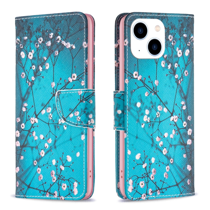 Estuche para teléfono de cuero con patrón de dibujo coloreado