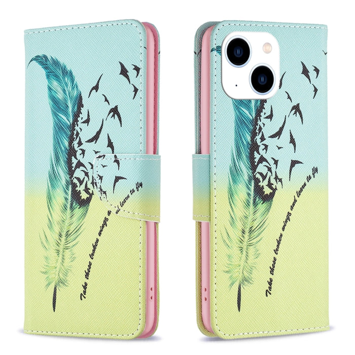 Estuche para teléfono de cuero con patrón de dibujo coloreado