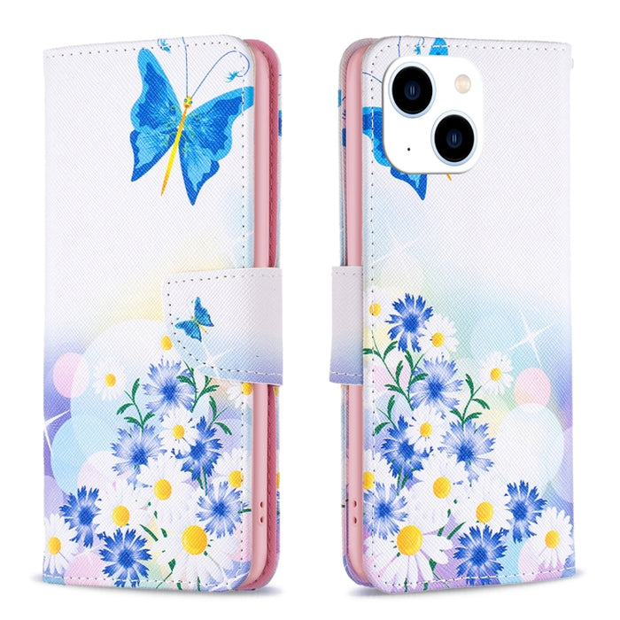 Estuche para teléfono de cuero con patrón de dibujo coloreado
