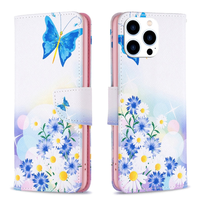 Estuche para teléfono de cuero con patrón de dibujo coloreado