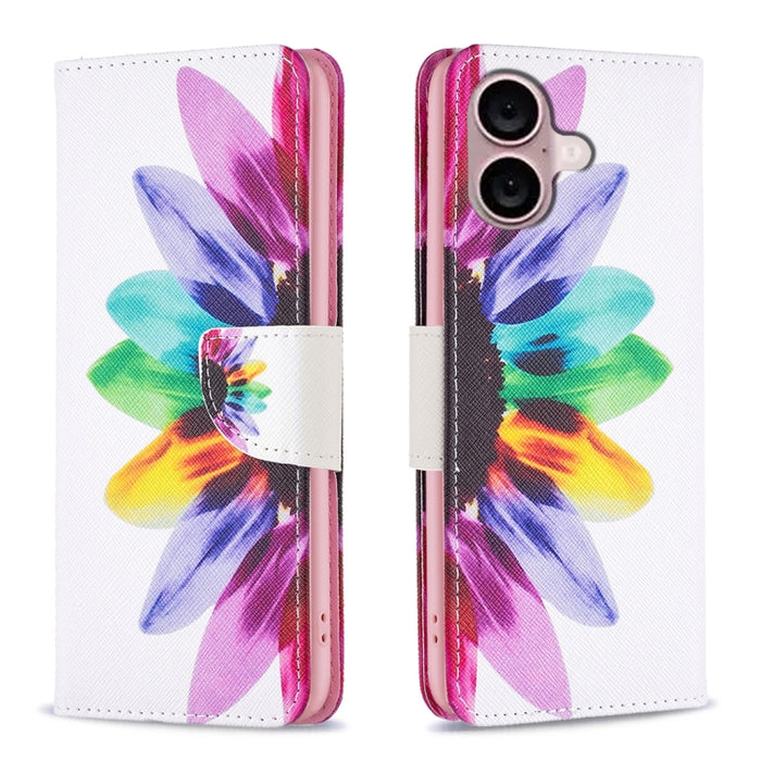 Estuche para teléfono de cuero con patrón de dibujo coloreado