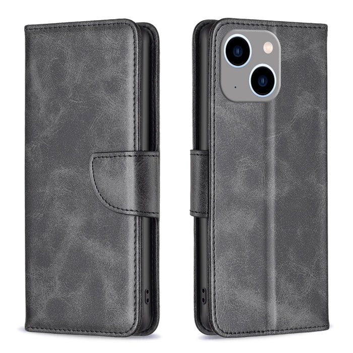 Estuche para teléfono de cuero con tapa de color puro con textura de piel de cordero