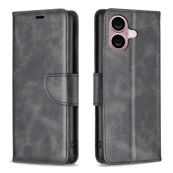 Estuche para teléfono de cuero con tapa de color puro con textura de piel de cordero