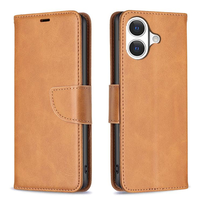 Estuche para teléfono de cuero con tapa de color puro con textura de piel de cordero