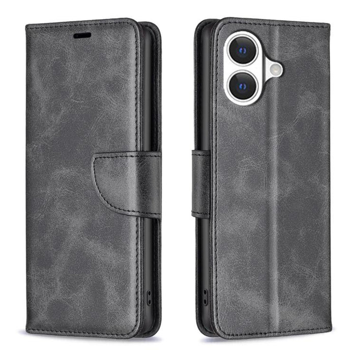Estuche para teléfono de cuero con tapa de color puro con textura de piel de cordero